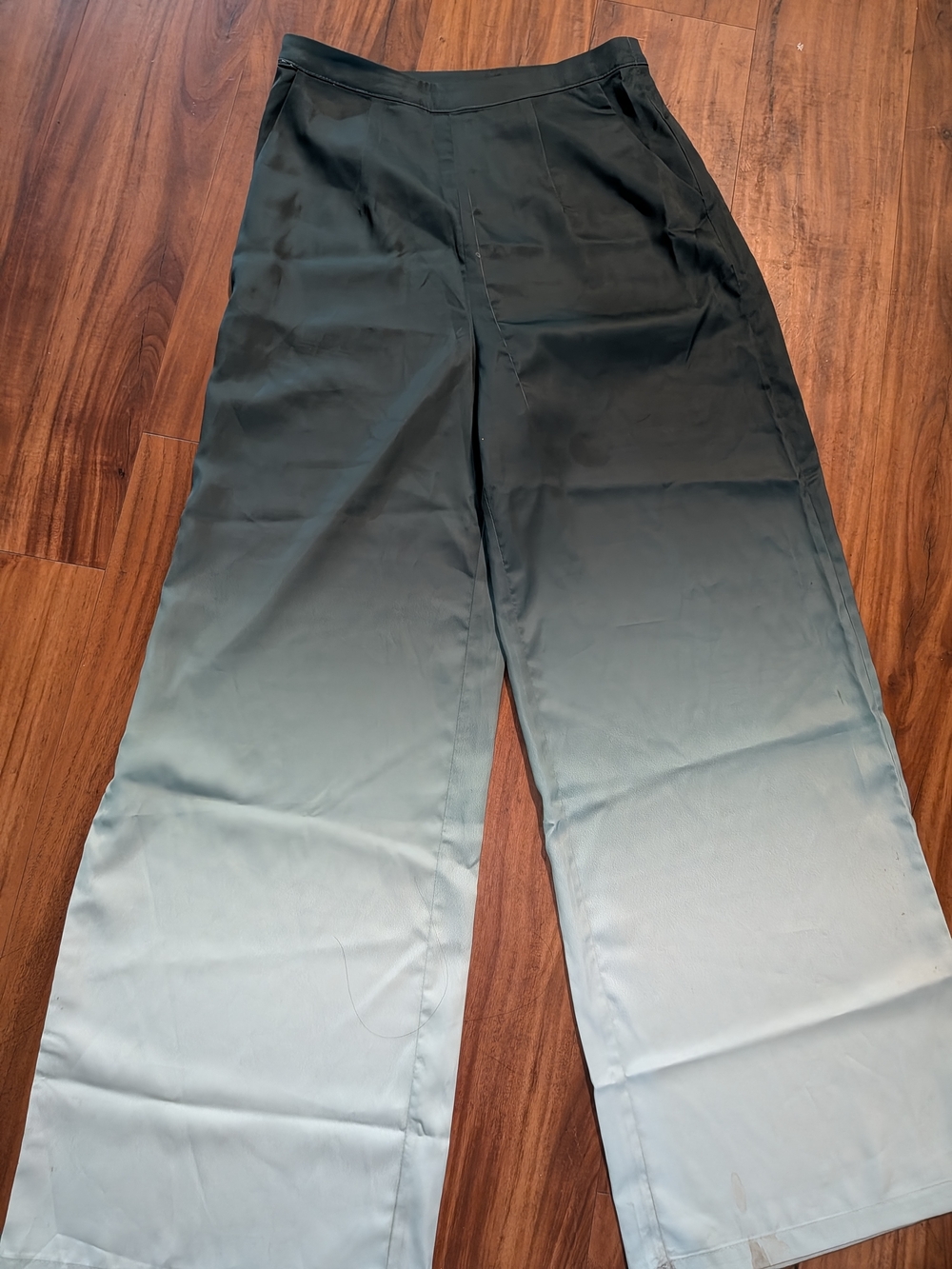 Wide Leg Ombre Trousers in Green/Grey